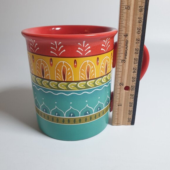 Colorful Ceramic Mug With Multicolor Pattern  Red Certified International - Picture 2 of 5